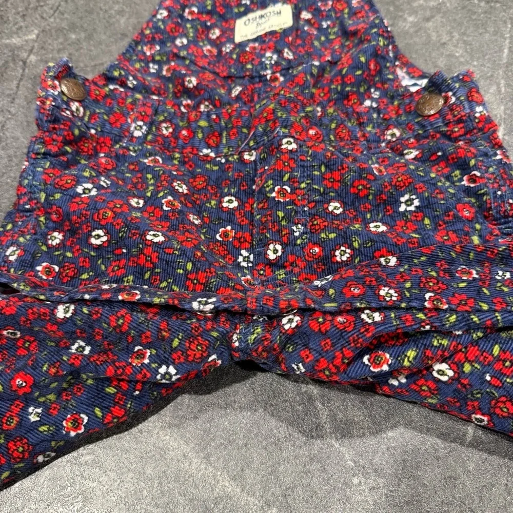 Oshkosh 12 month floral overalls baby girl navy red